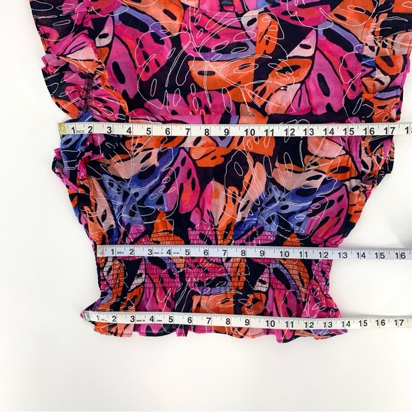 Tommy Hilfiger NWT Leaf Print Flutter Sleeve Smock Waist Blouse, XS - Picture 14 of 16